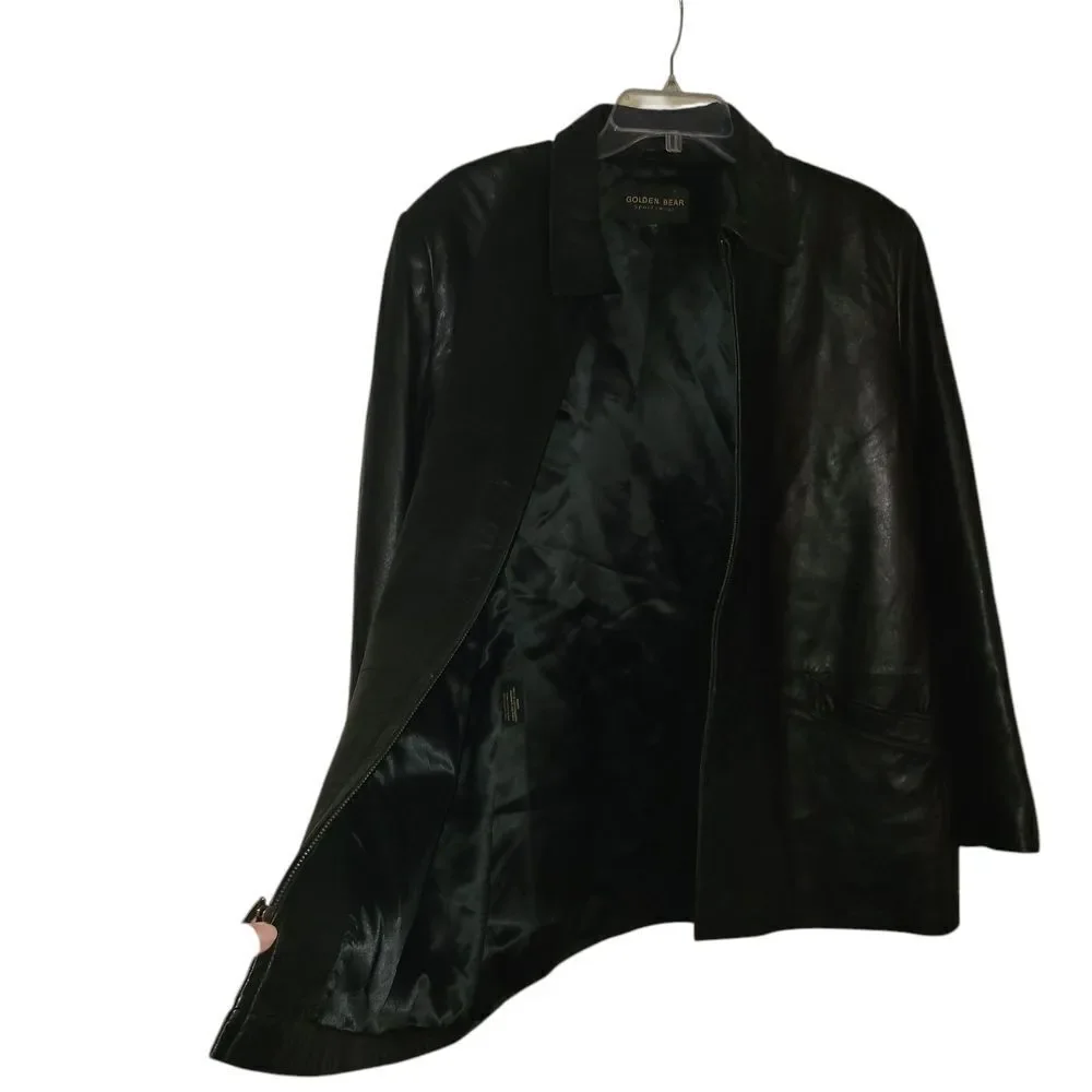 GOLDEN BEAR Elegant Black Leather Jacket SIZE XL